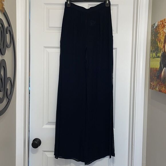 Tadashi Shoji Black Seaton Chiffon Panel Pant - Picture 4 of 9